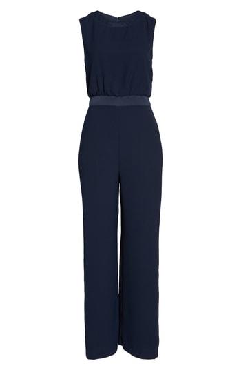 Women's Vince Camuto Satin Detail Crepe Jumpsuit (similar To 14w) - Blue