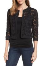 Women's Anne Klein Floral Embroidered Mesh Cardigan