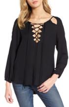 Women's Ella Moss Stella Cutout Lace-up Blouse - Black