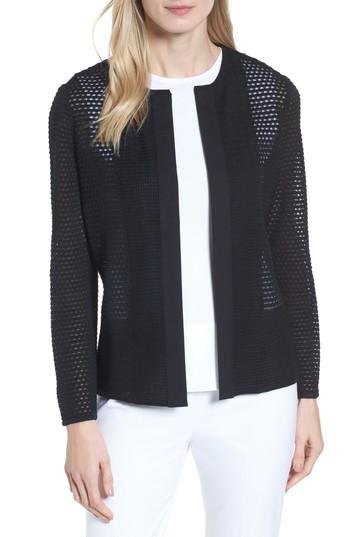 Women's Ming Wang Open Stitch Sweater Jacket - Black