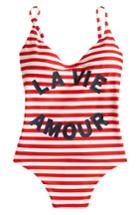 Women's J.crew La Vie Amour Stripe One-piece Swimsuit - Red