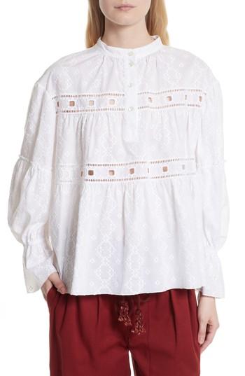 Women's See By Chloe Embroidered Eyelet Blouse Us / 34 Fr - White