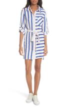 Women's Milly Stripe Belted Washed Linen Shirtdress, Size - White