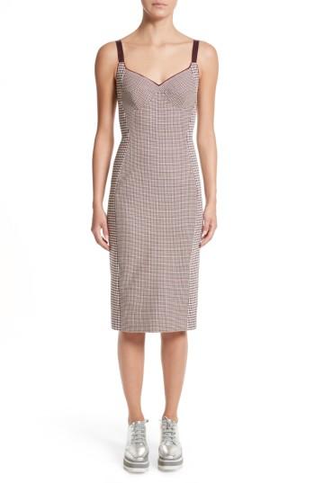 Women's Stella Mccartney Check Wool Bustier Dress Us / 38 It - Burgundy