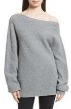 Women's Theory One-shoulder Merino Wool Sweater, Size - Grey