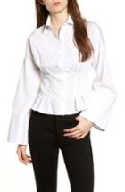 Women's Topshop Tuck Waist Corset Shirt Us (fits Like 6-8) - Ivory