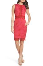 Women's Badgley Mischka Lace Panel Sheath Dress - Red