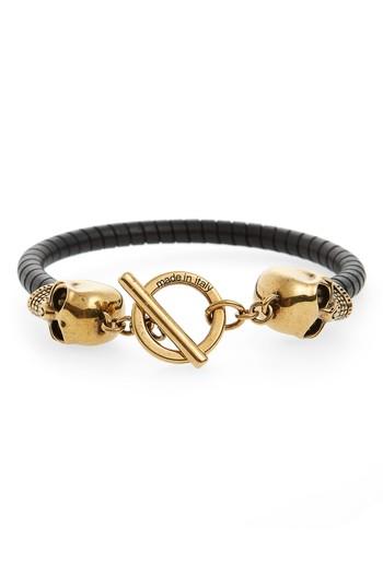 Men's Alexander Mcqueen T-bar Skull Bracelet