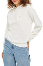 Women's Topshop Peace Sign Velour Hoodie Us (fits Like 0) - White