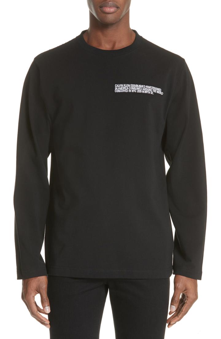 Men's Calvin Klein 205w39nyc Established Embroidered Long Sleeve T-shirt, Size - Black