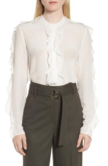 Women's Lewit Ruffle Detail Embroidered Silk Blouse