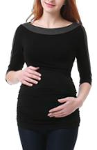 Women's Kimi And Kai Isabel Colorblock Ruched Maternity Top - Black