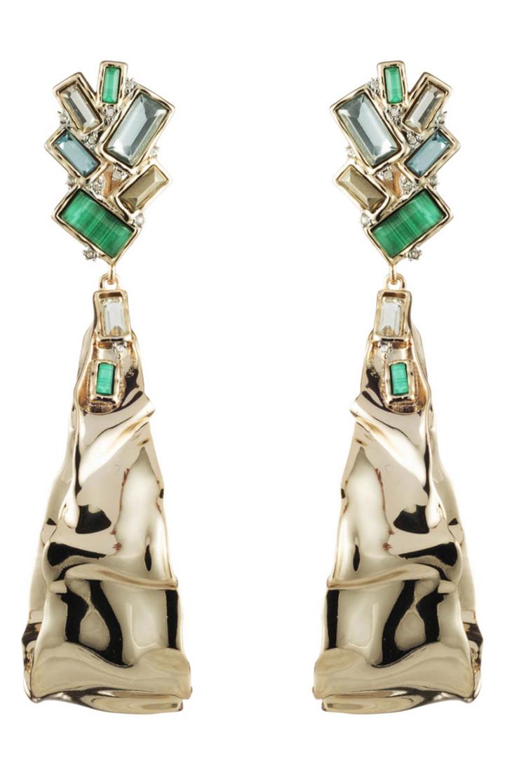 Women's Alexis Bittar Retro Gold Crumpled Drop Clip Earrings