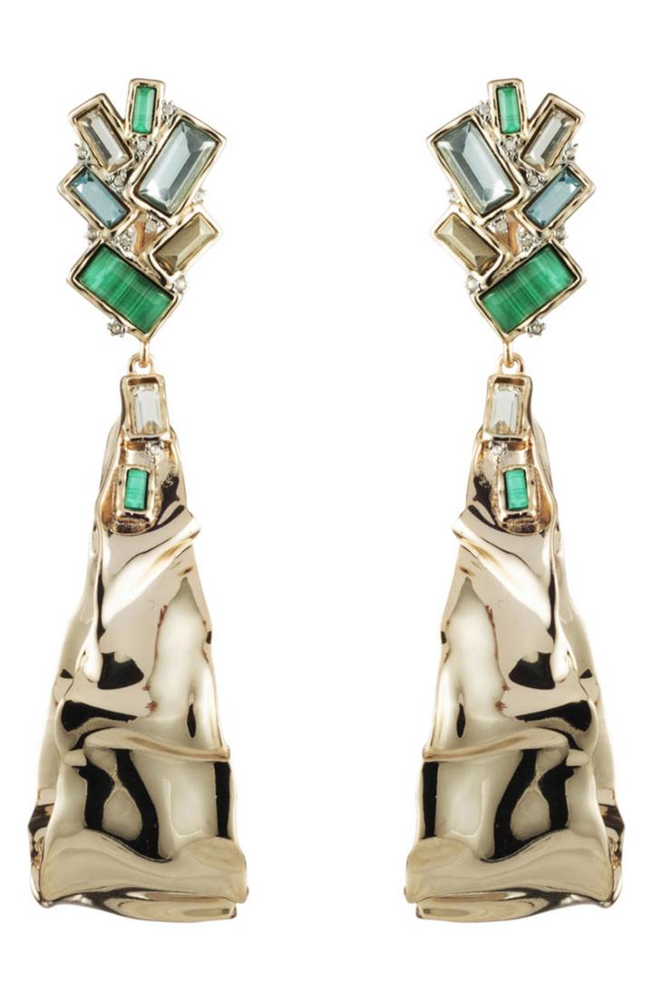 Women's Alexis Bittar Retro Gold Crumpled Drop Clip Earrings