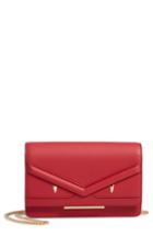 Women's Fendi Wonder Monster Calfskin Leather Wallet On A Chain - Red