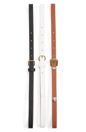 Women's Fantas Eyes 3-pack Belts, Size Large/x-large - Multi White/ Black/ Brown