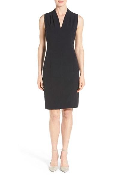 Women's T Tahari 'tonya' V-neck Sheath Dress - Blue