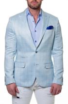 Men's Maceoo Elegance Check Windowpane Sport Coat (l) - Blue