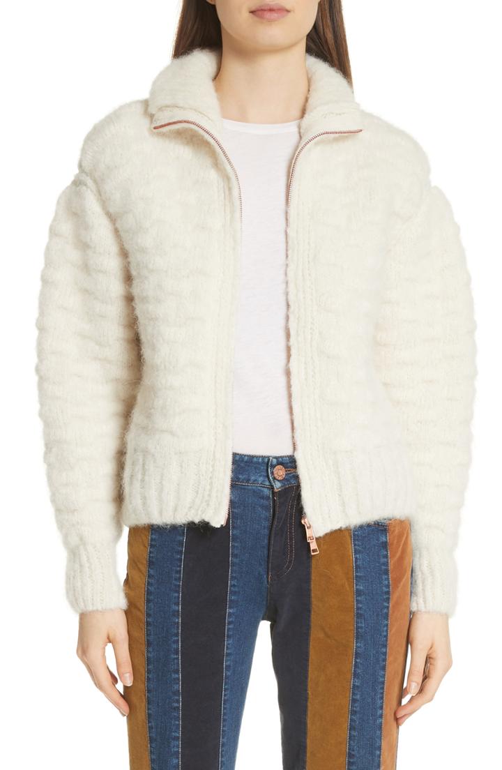 Women's See By Chloe Contrast Panel Wool Blend Jacket