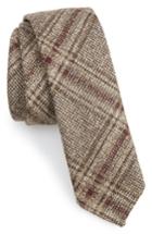 Men's Boss Glencheck Wool Blend Skinny Tie, Size - Beige