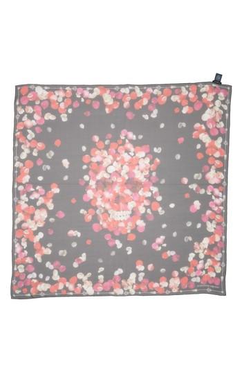 Women's Alexander Mcqueen Petal Skull Silk Chiffon Shawl, Size - Black