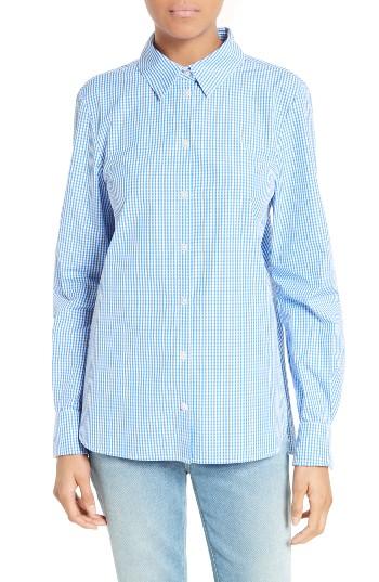 Women's Tibi Gingham Cotton Slim Fit Shirt