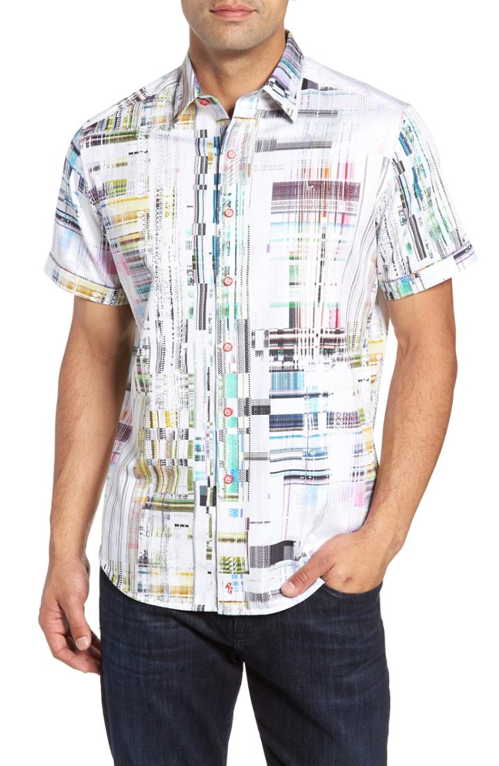 Men's Robert Graham Paracels Classic Fit Sport Shirt, Size - White