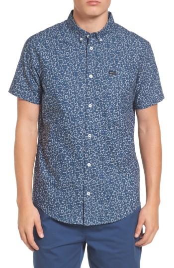 Men's Rvca That'll Do Floral Woven Shirt - Blue