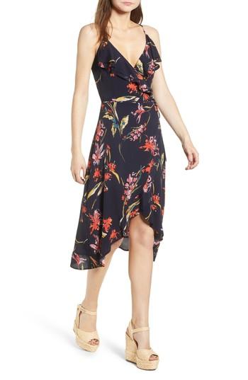Women's Leith Flounce Wrap Midi Dress, Size - Blue