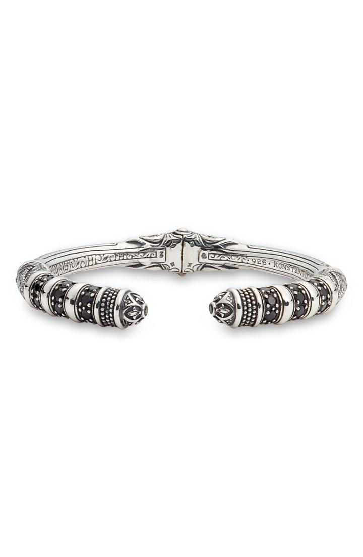 Women's Konstantino Circe Black Spinel Hinged Cuff Bracelet