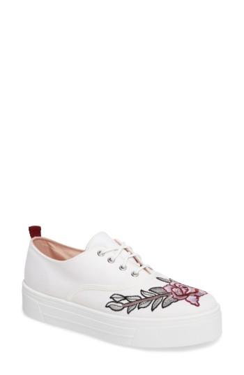 Women's Topshop College Embroidered Flatform Sneaker .5us / 37eu - White