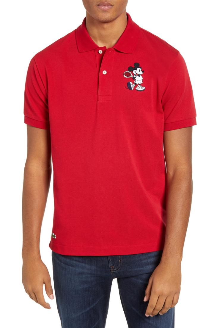 Men's Lacoste Disney Mickey Mouse Fit Polo, Size 3(s) - Red