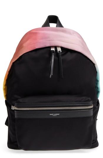 Saint Laurent City Ombre Print Satin Backpack - Pink
