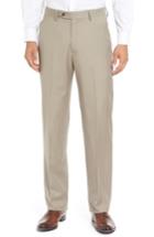 Men's Berle Flat Front Solid Wool Trousers X 34 - Beige