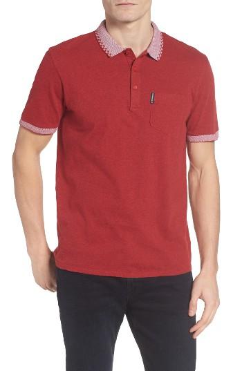 Men's Ben Sherman Check Tipped Jersey Polo - Red