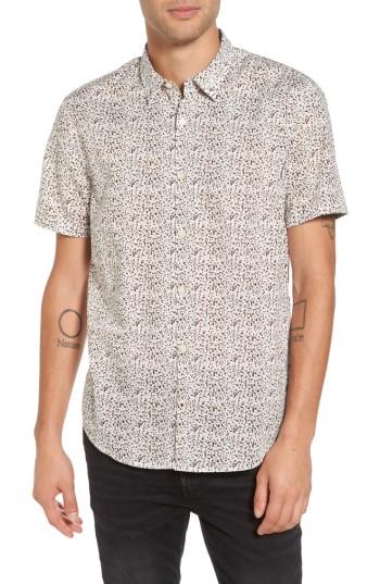 Men's Star Usa Slim Fit Animal Print Short Sleeve Sport Shirt - Beige