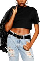 Women's Topshop Raw Hem Crop Top Us (fits Like 0) - Black
