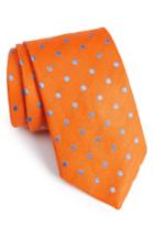 Men's David Donahue Dot Linen & Silk Tie, Size - Orange