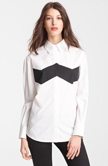 Burberry Prorsum Chevron Detail Shirt White