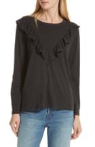 Women's The Great. The Tuxedo Ruffle Tee - Black