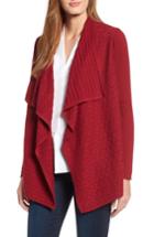 Women's Chaus Mixed Knit Cotton Cardigan - Red