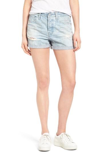 Women's Ag 'alex' High Rise Cuffed Denim Shorts - Blue