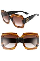 Women's Gucci 54mm Square Sunglasses - Havana