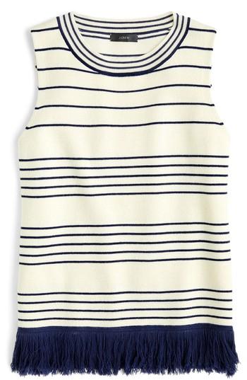 Women's J.crew Fringe Merino Wool Blend Tank - Blue