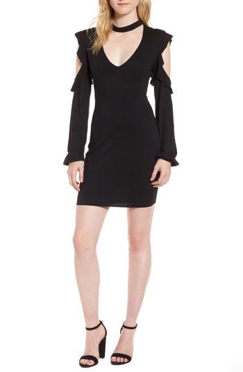 Women's Pam & Gela Cold Shoulder Sheath Dress - Black