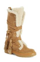 Women's Moncler 'janis' Genuine Shearling Boot With Genuine Rabbit Fur Trim