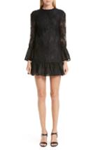 Women's Valentino Ruffle Camellia Organza Shift Dress - Black