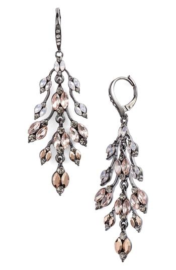 Women's Jenny Packham Pave Crystal Leaf Chandelier Earrings