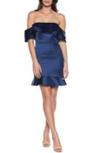 Women's Bardot Athena Frill Off The Shoulder Dress - Blue