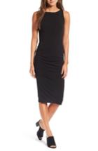 Women's James Perse High Neck Shirred Dress - Black